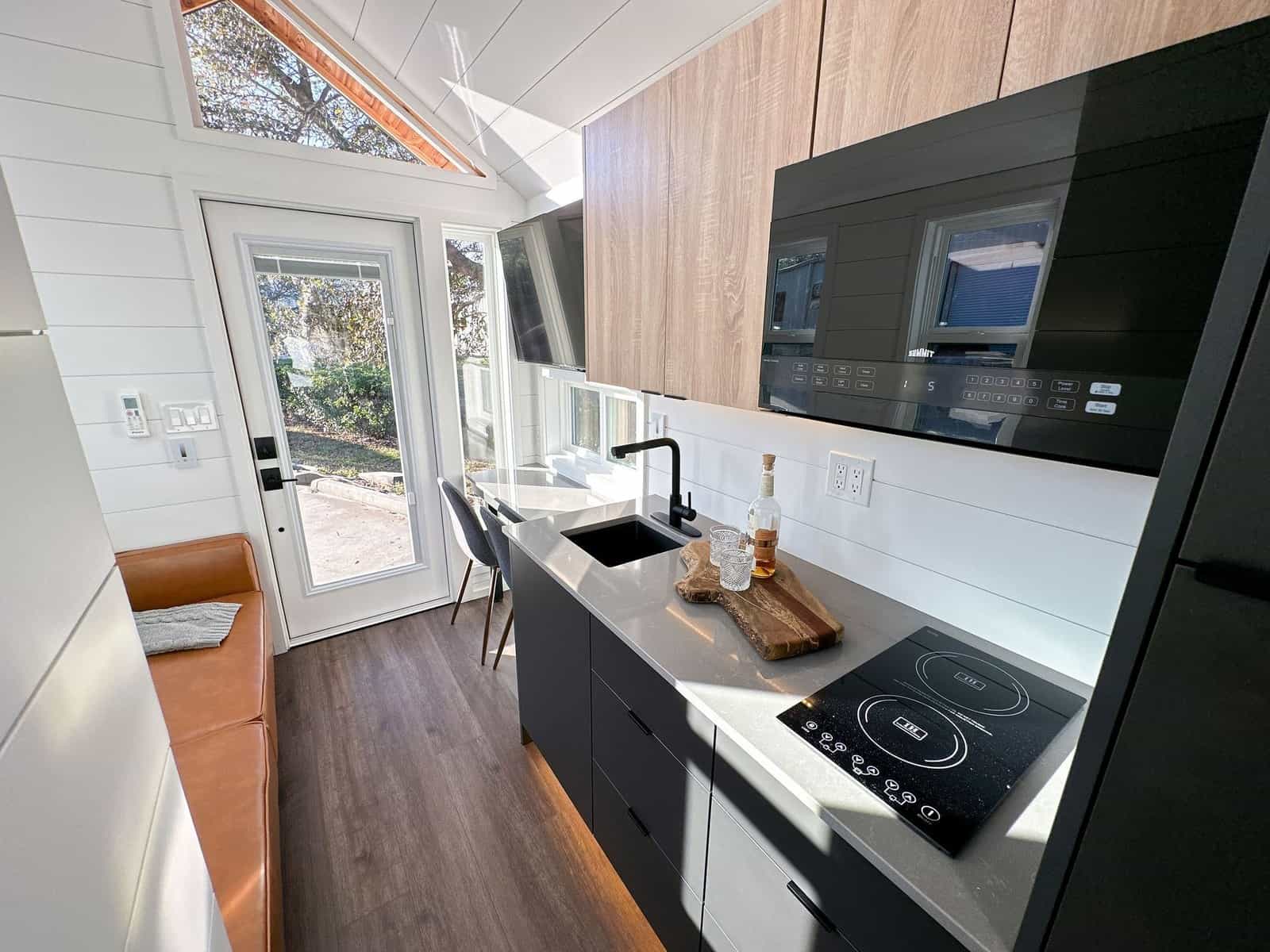 Interior kitchen of a tiny house built by Movable Roots