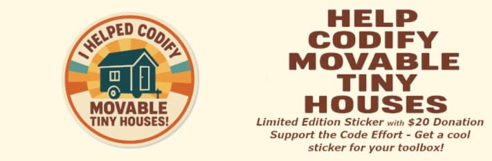 Movable Tiny Homes advocacy sticker supporting building code inclusion