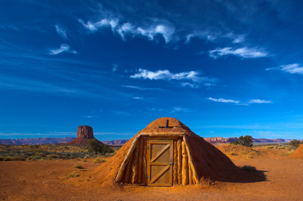 Hogan, the traditional Navajo red clay earth house