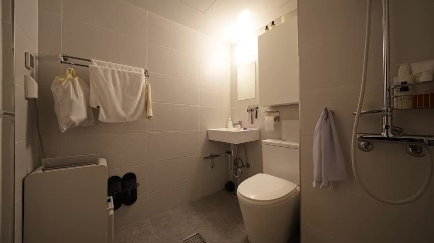 Bathroom with a sink, toilet, and shower