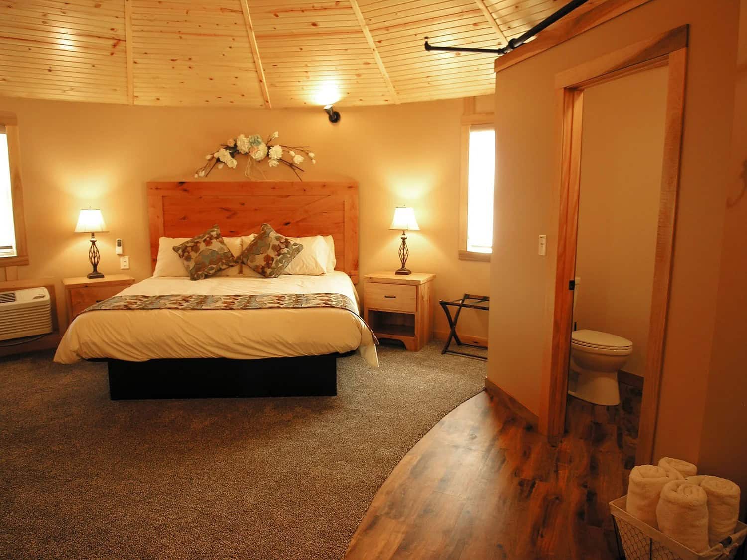 Alternate view of the upstairs bedroom in a Patoka Silo Suite