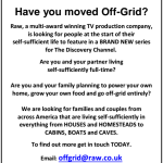 RAW Off Grid Living TV Show Casting