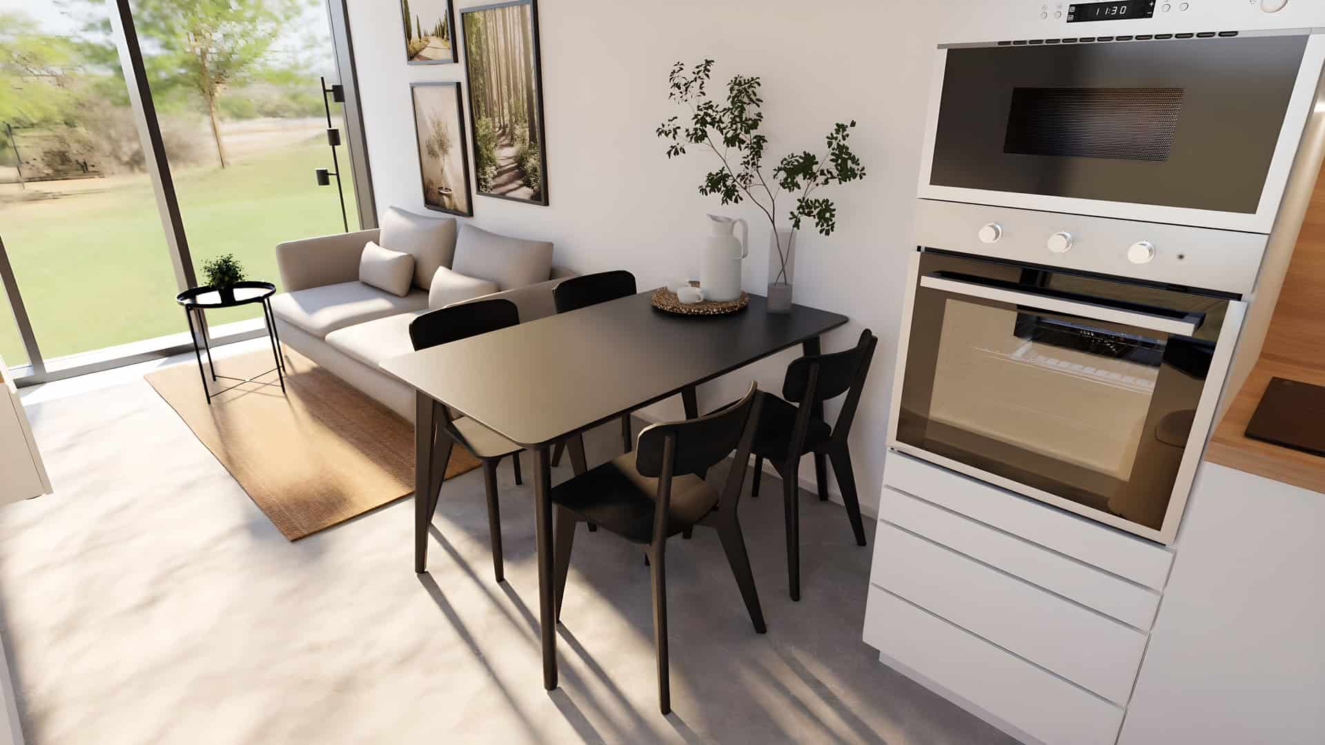 SEFR Home refrigerated trailer tiny house 3D kitchen living render