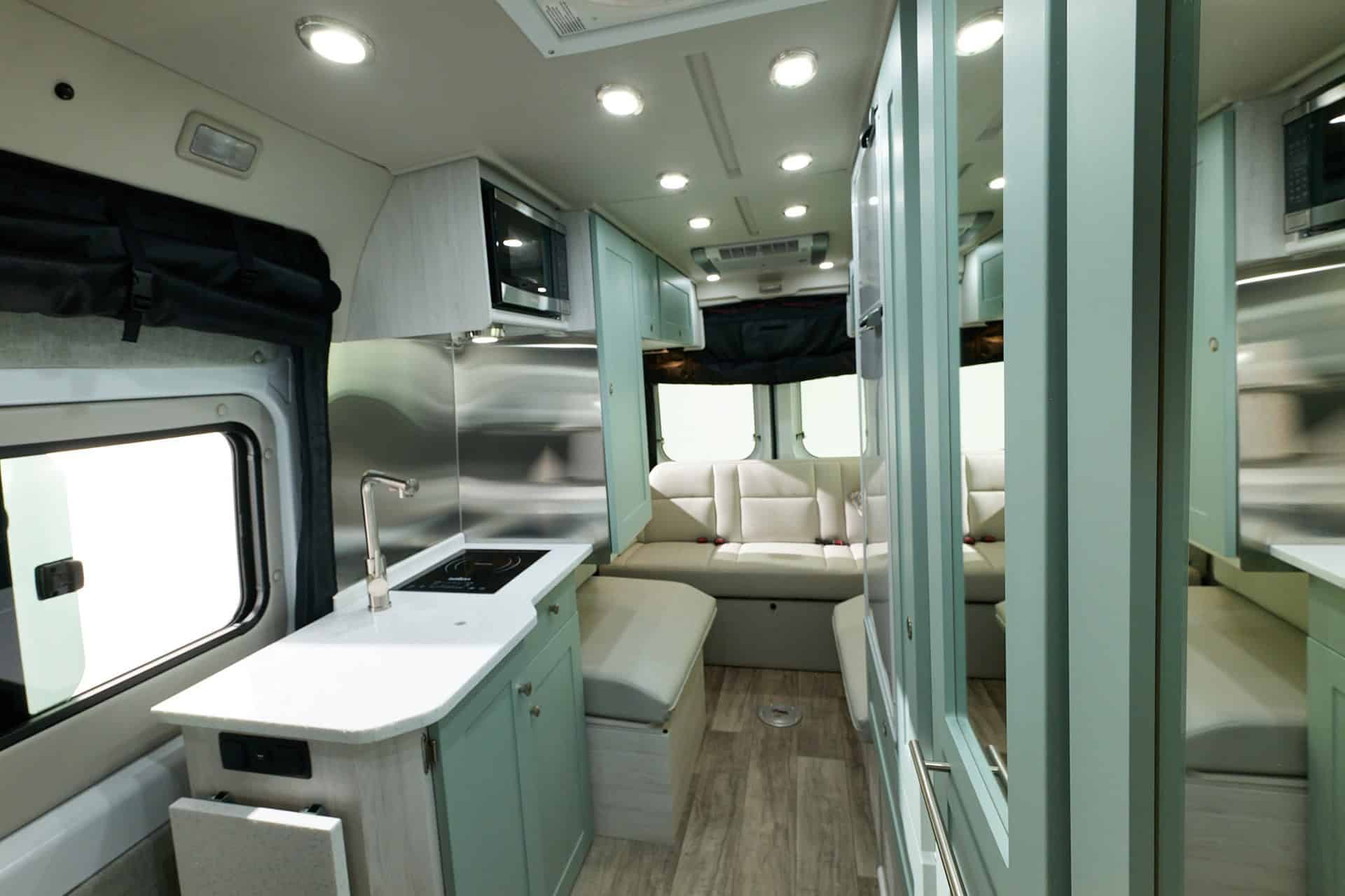 Galley and aisle looking aft to the sofa