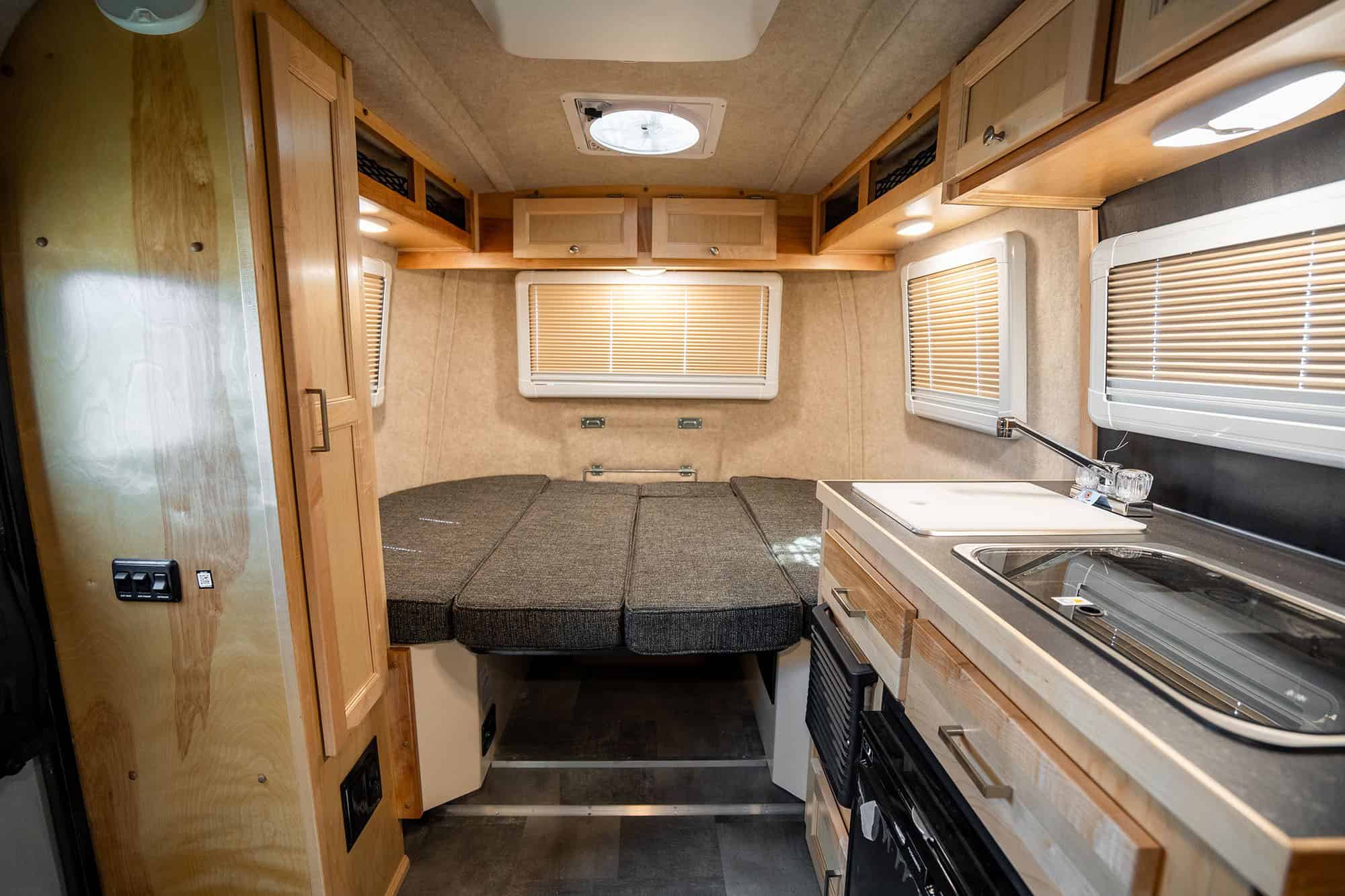 Rear cushions and a wood galley