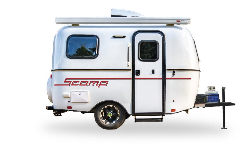 Side cutout of a short white Scamp