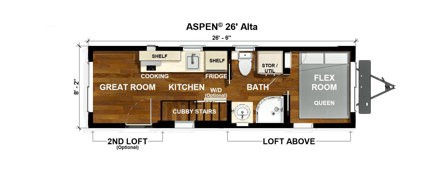 Aspen 26-foot Alta floor plan showing layout
