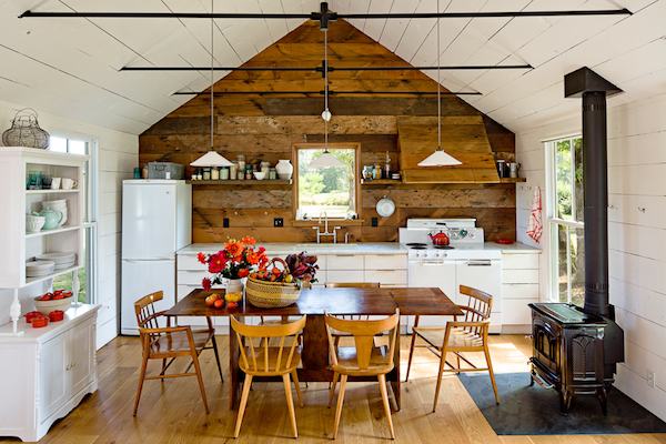 Simple Kitchen in this Tiny House Remodeled with Reclaimed Materials