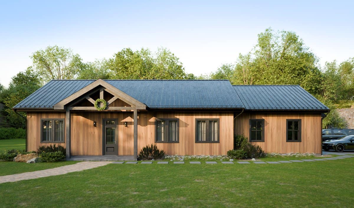 Small Modern Barndominium Front View