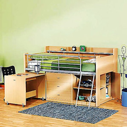 Small Space Furniture - Loft Bed with Desk and Storage