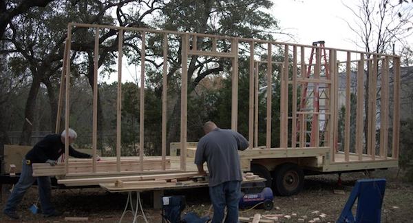 Wall framing on Steve and Wendys Tiny House