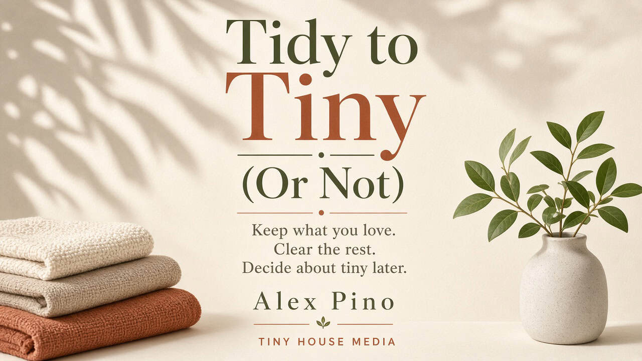 Tidy to Tiny (Or Not) cover - keep what you love, clear the rest, decide about tiny later
