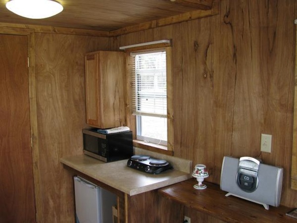 Kitchenette in Tiny Cabin on Wheels