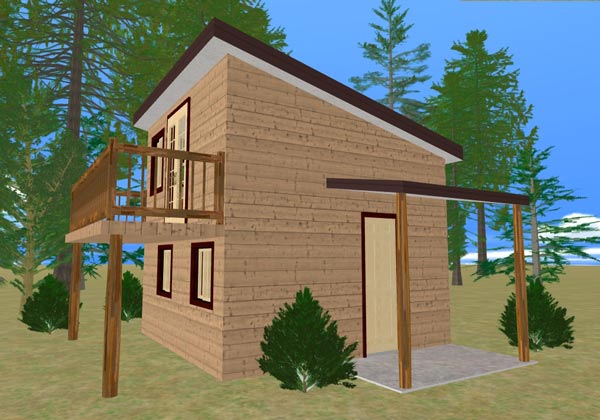 The Cozy Cube: Tiny House with a Balcony from Cozy Home Plans