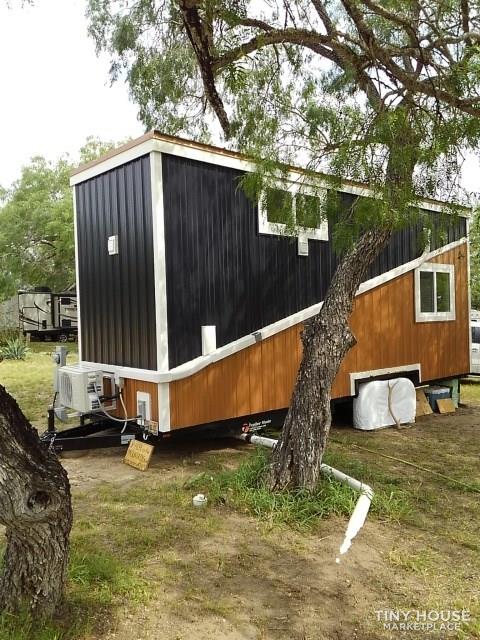 24′ Tiny House with Scorched Shiplap Ceilings & Live Edge Bartop 8