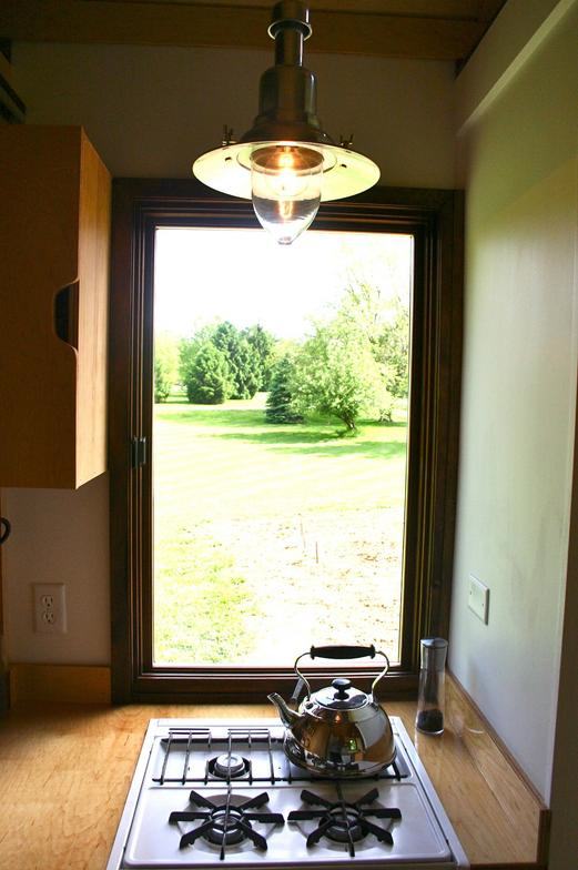 View from the kitchen in tiny house