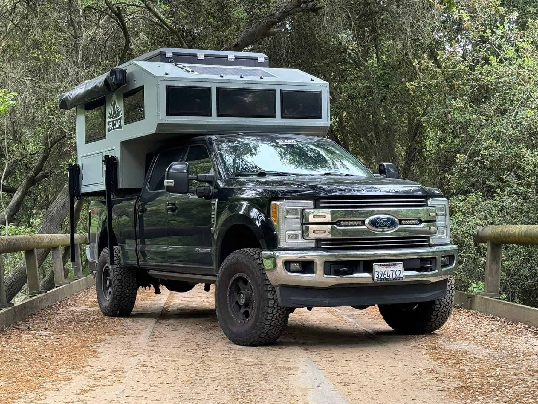 El Cap Truck Camper with Rooftop Tent and Solar Panels