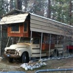 Truck or Bus House in the Woods