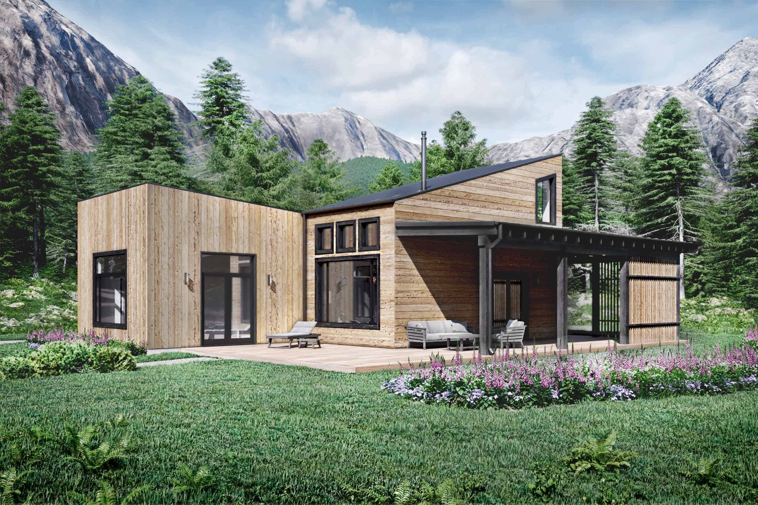 Truoba 321 Modern Home Rear Elevation and Multiple Decks