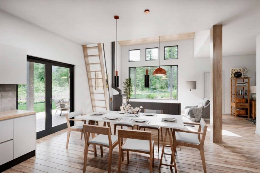 Modern 1,410 Sq. Ft. Truoba 321 Three-Bedroom House Plans