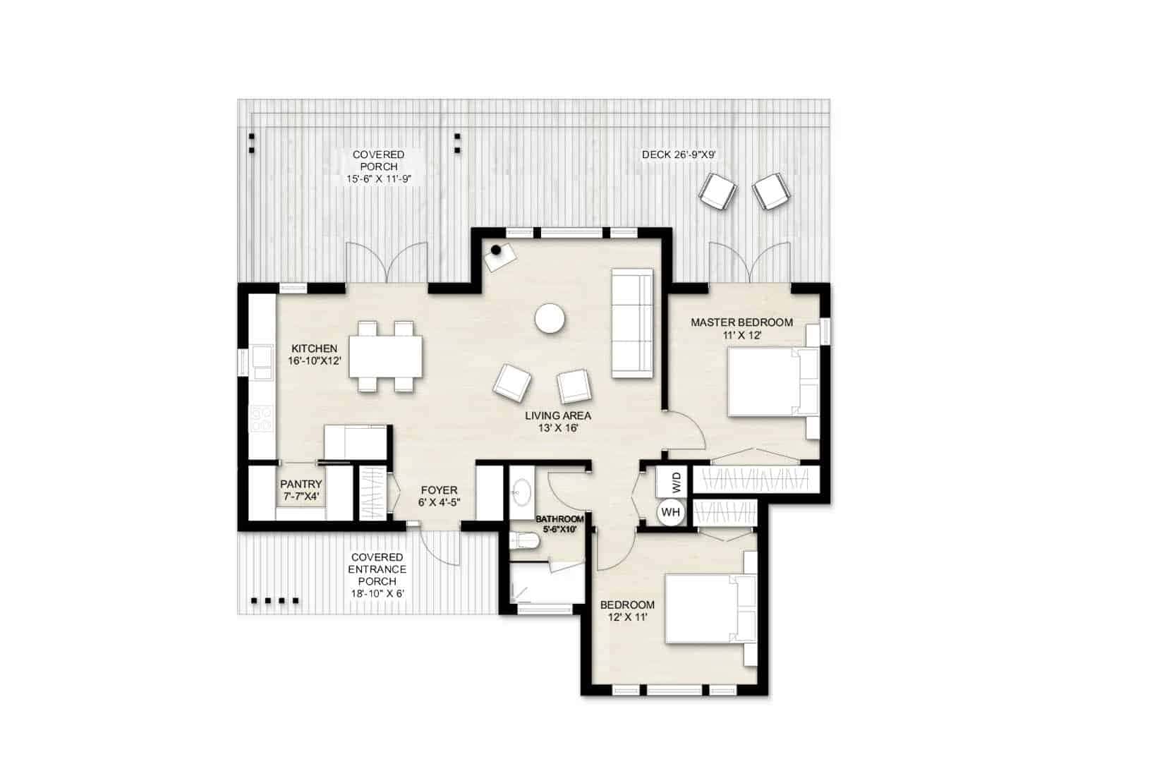 Truoba Mini 1021 Full House Plan Rendering