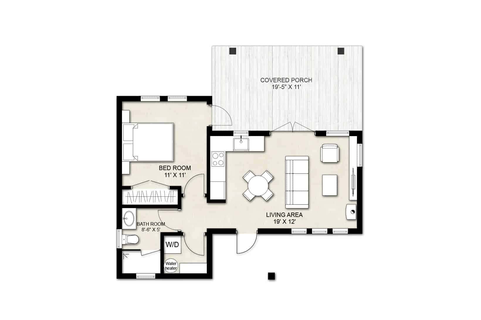 Truoba Mini 120 Full House Plan Rendering
