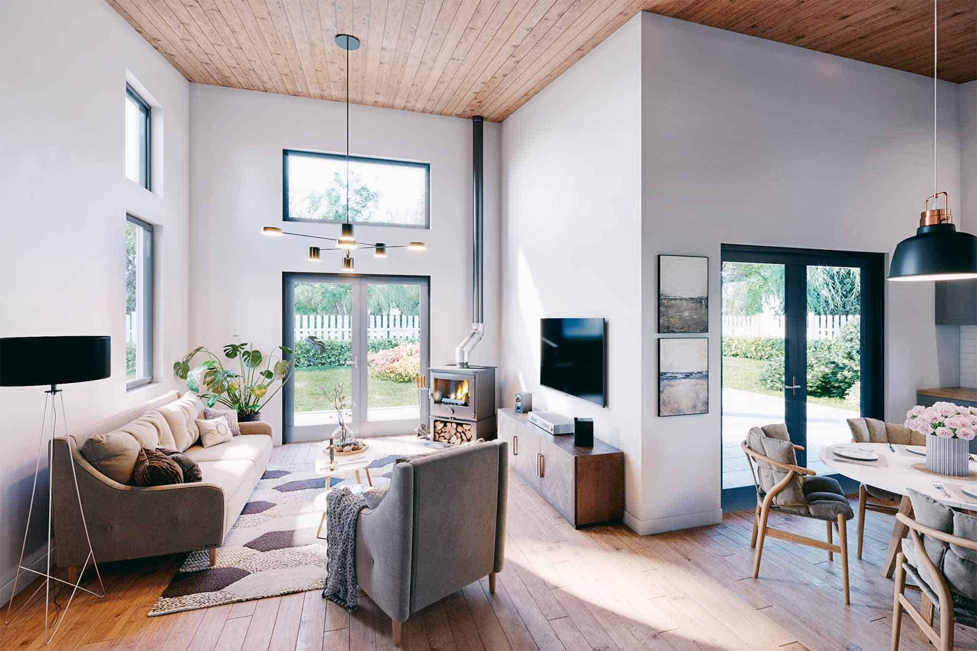 Truoba Mini 219 Modern Interior Living Room with High Ceilings