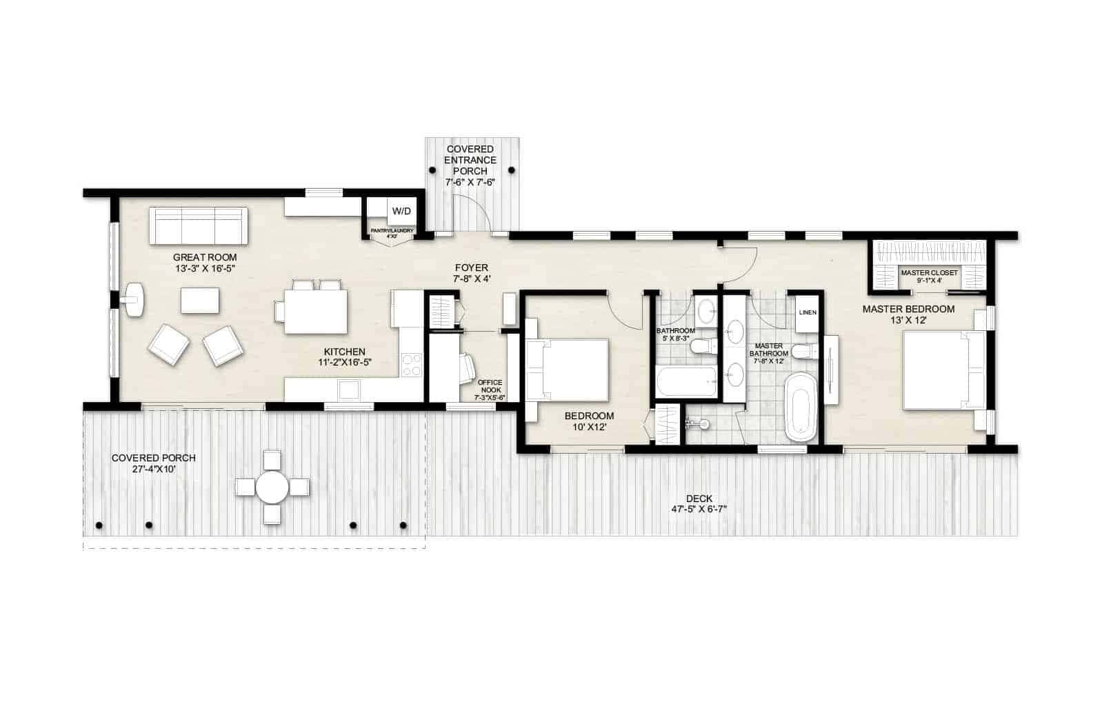 Truoba Mini 222 Full House Plan Rendering