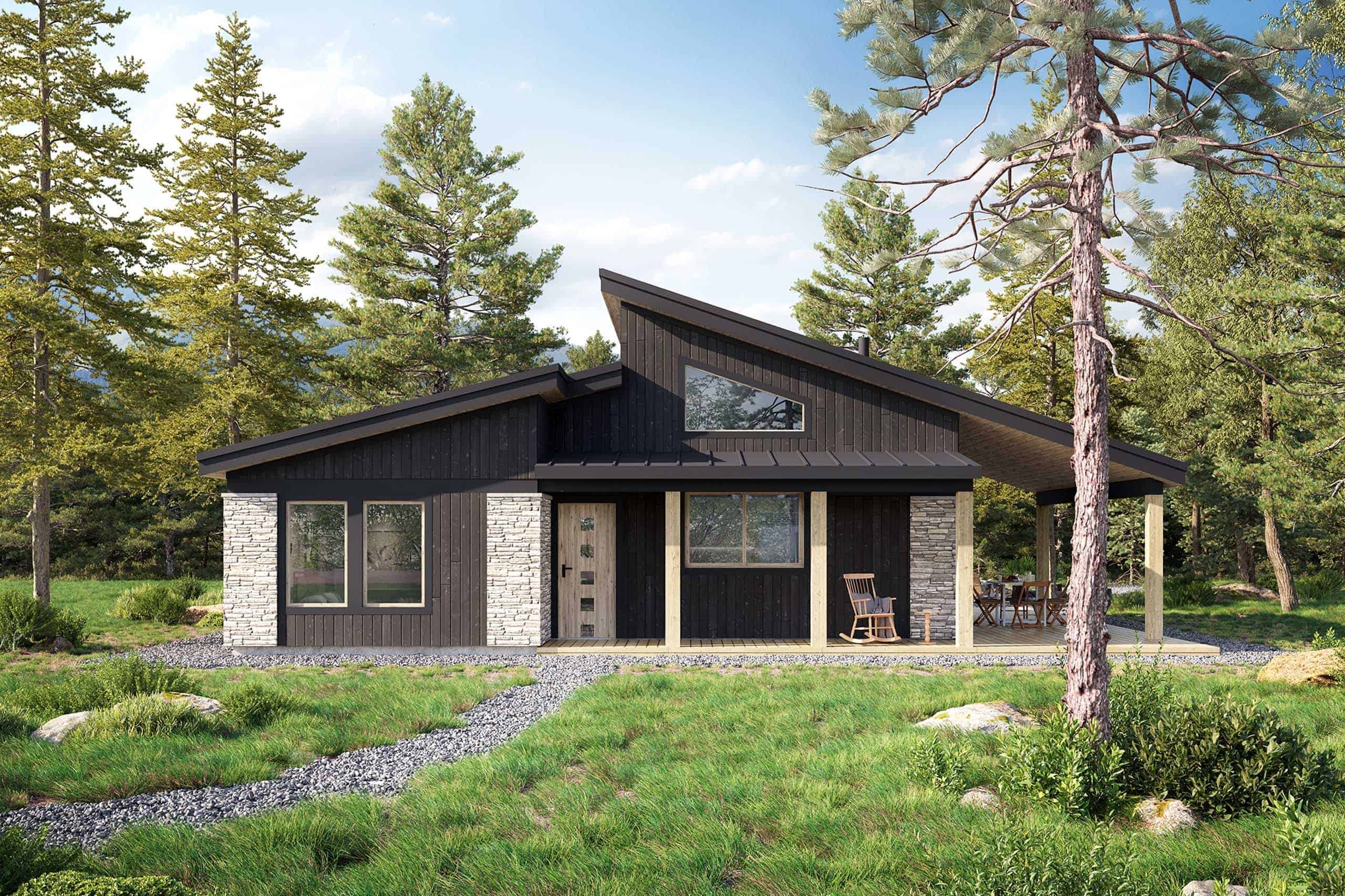 Truoba Mini 525 Modern Woodland Retreat Front Elevation
