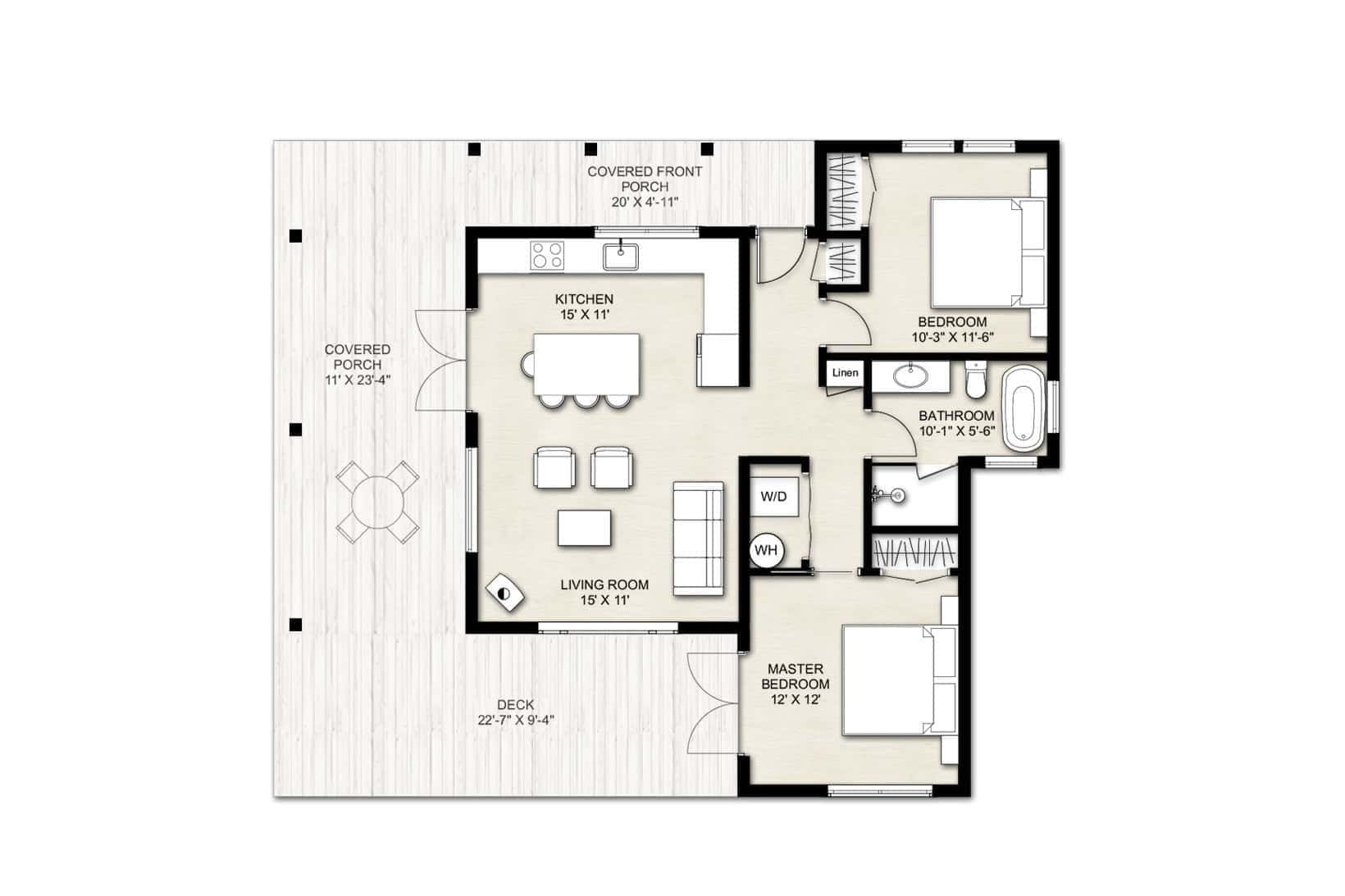 Truoba Mini 525 Full House Plan Rendering