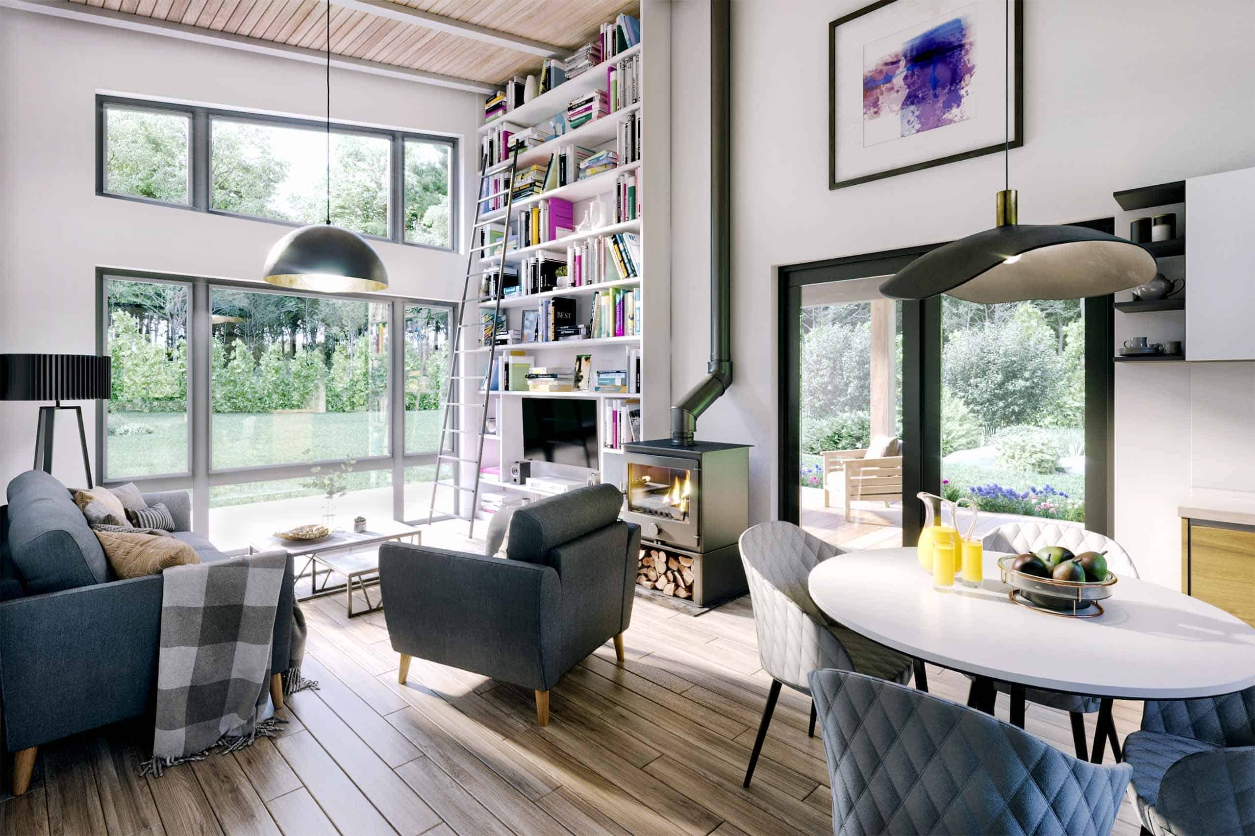 Truoba Mini 615 Modern Interior Living Area with High Ceilings