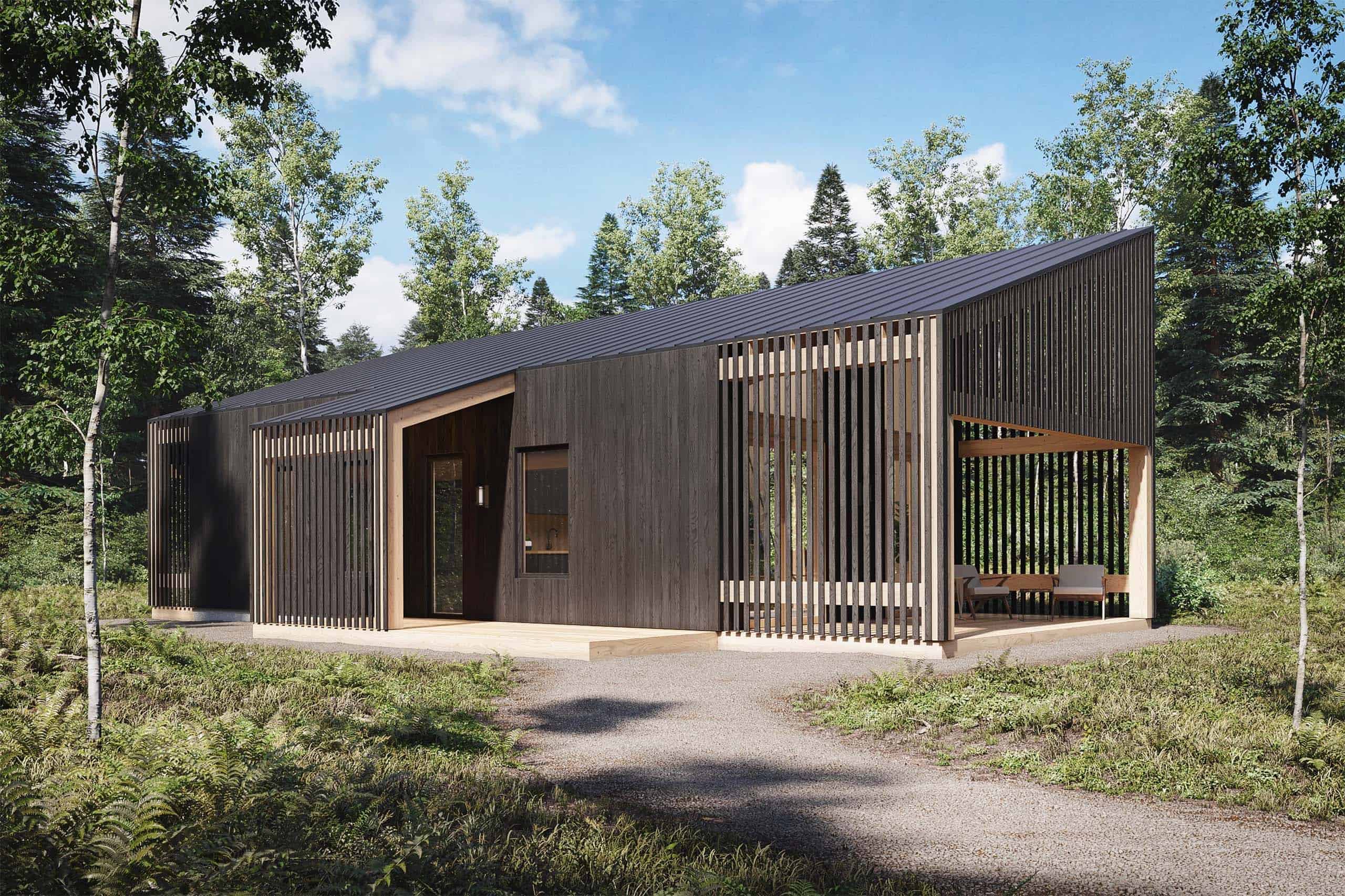 Truoba Mini 822 Modern 800 Sq. Ft. Cabin Front Elevation