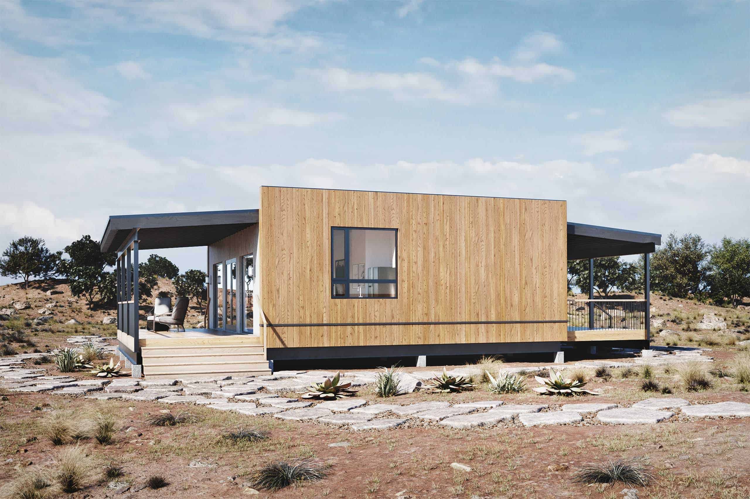 Truoba Mini 922 Modern Two-Bedroom Cabin Front Elevation