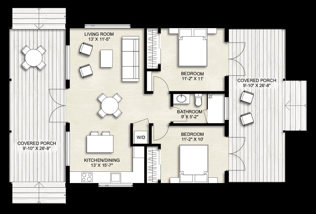 Truoba Mini 922 Detailed Two-Bedroom Floor Plan Layout