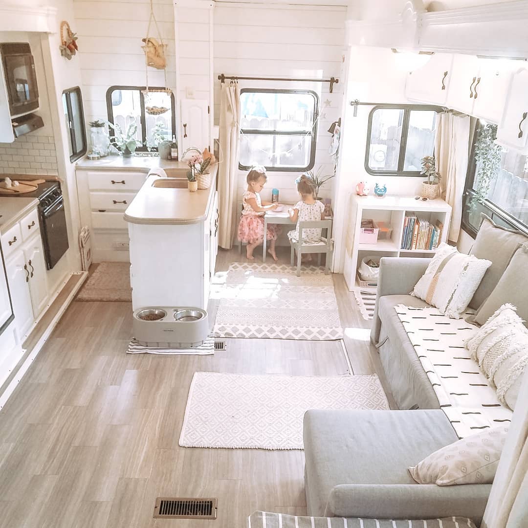 Twinning in Their 5th Wheel: Family of Four’s Renovated RV Life!