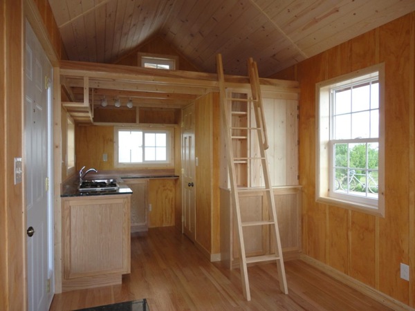 Father and son design/build the perfect 200-square-foot tiny cabin - Images © VastuCabin.com - Living Area With Ladder To Loft
