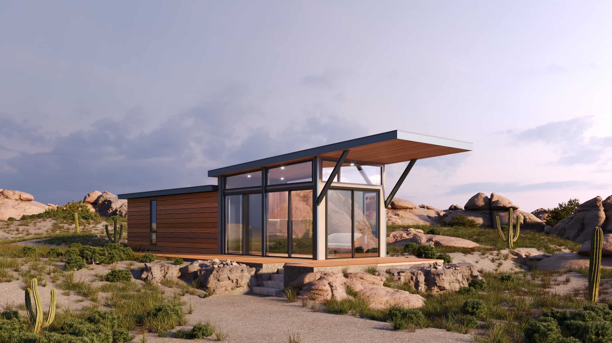 Wheelhaus Lookout exterior desert glass wall — Wheelhaus