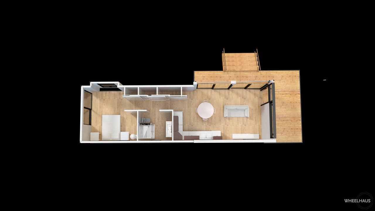 Official Wheelhaus Lookout cabin floorplan graphic